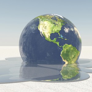Earth melting into water graphic