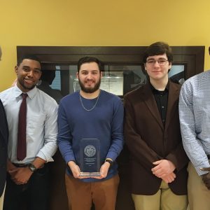 The College of Saint Rose 2016 Fed College Challenge team: (L-R) Charles Murray, instructor of economics; Ahmed Diarra, junior; Andre St. Louis, junior; Cody Snyder, freshman; Andrew Castro, sophomore.