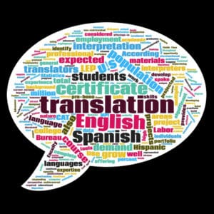 Spanish to English Translation Certificate Word Bubble