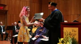 Arts and Humanities student receives award at Honors Convocation from Dean Marlett
