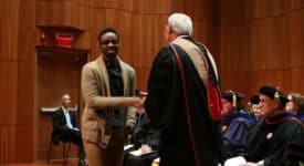 School of Business student receives award from Dean Mathews at Honors Convocation
