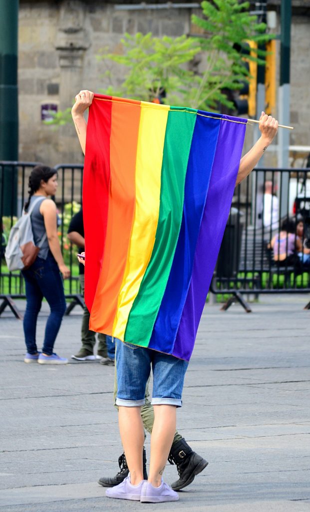 Pride Month Supporter Holding Rainbow Flag