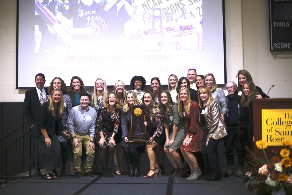 2011 saint rose women's soccer team at 10th anniversary of their national championship event 
