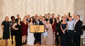 Michael Bellizzi ’13, G’17, G’22 and Nicole Bellizzi and their wedding guests